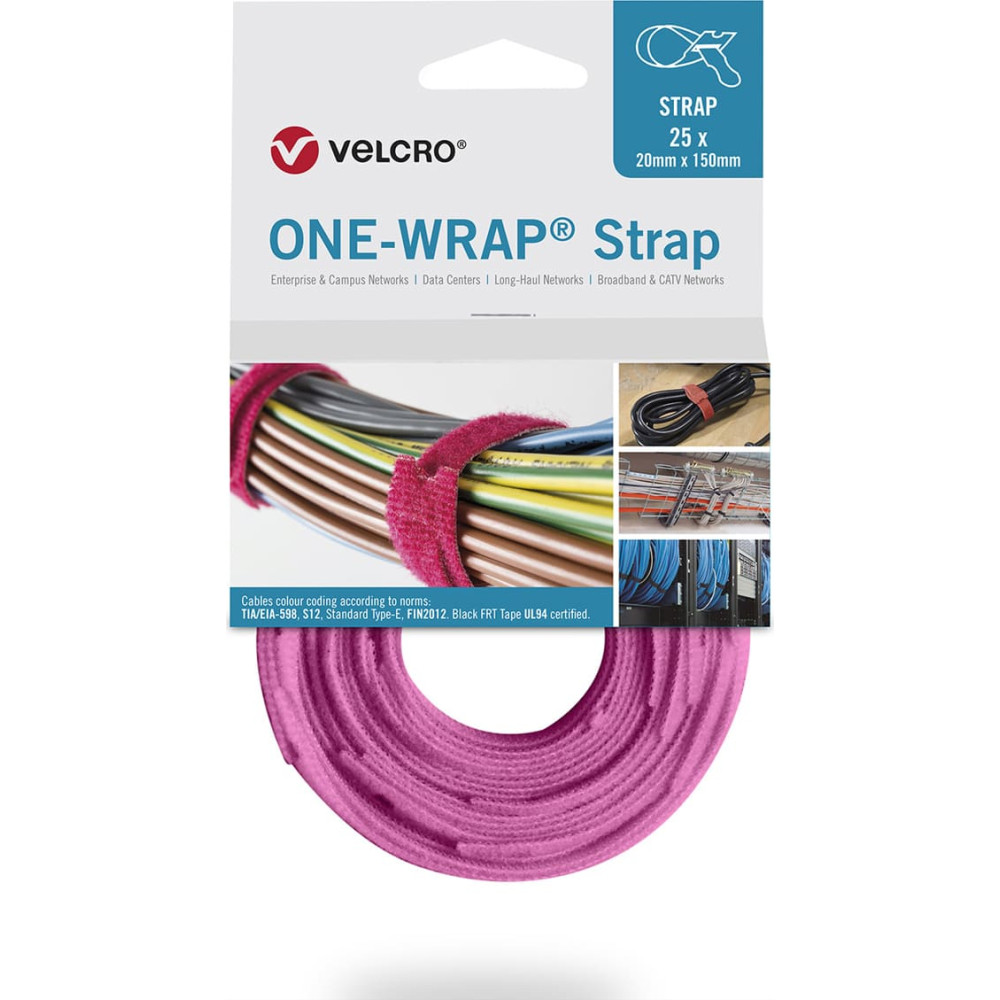 Velcro &reg; One Wrap&reg; Strap 13mm x 200mm, 25 St&uuml;ck, rosa