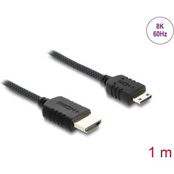 Delock Coaxial High Speed HDMI cable HDMI male to Mini HDMI male 8K 60 Hz with braided coating 1 m