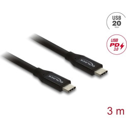 Delock Coaxial USB 20 Gbps cable USB PD 3.0 60 W 3 m