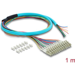 Delock Fibre Optic Pigtail Fanout Cable 12 x LC-UPC Simplex male to 12 x open cable ends 1 m