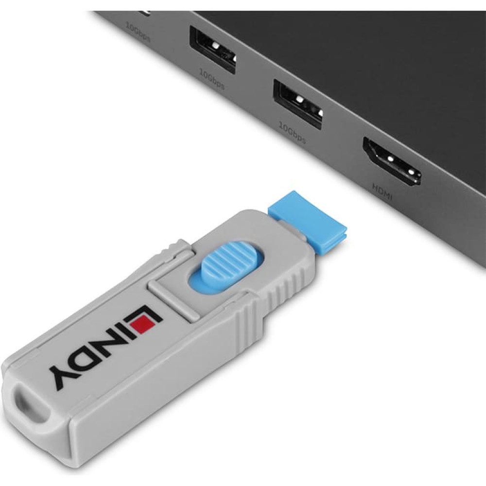 Lindy HDMI Port Blocker Key - Pack of 4 Blockers, Blue