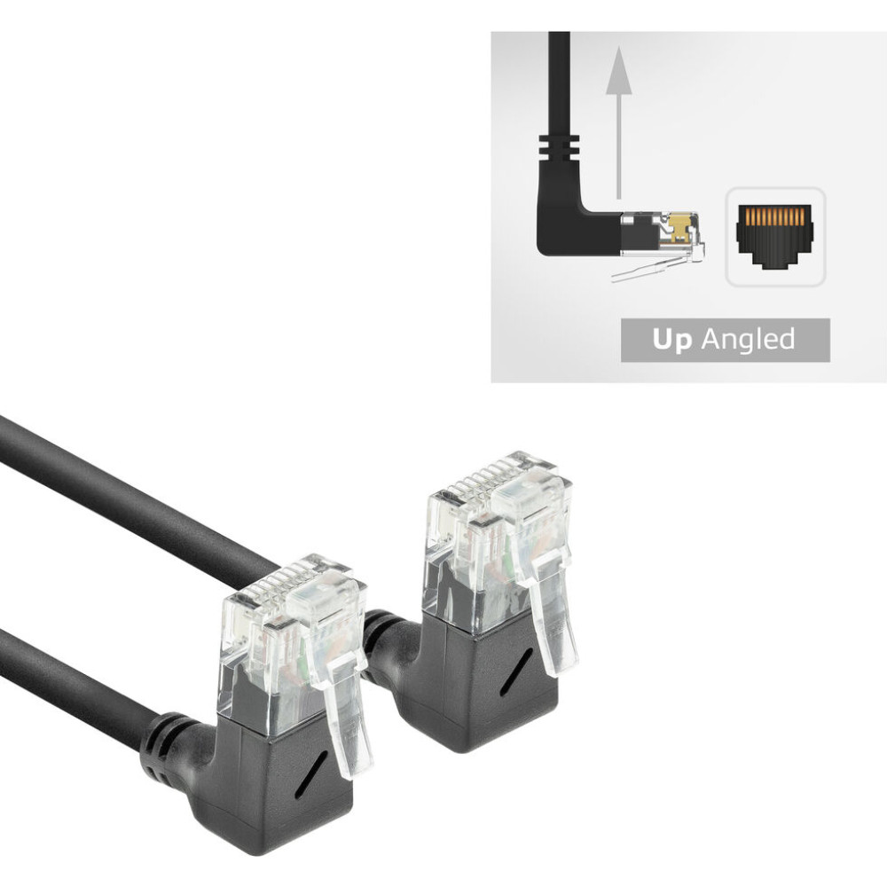 ACT CAT6A UTP SL U/U-ANG BK 0.25M