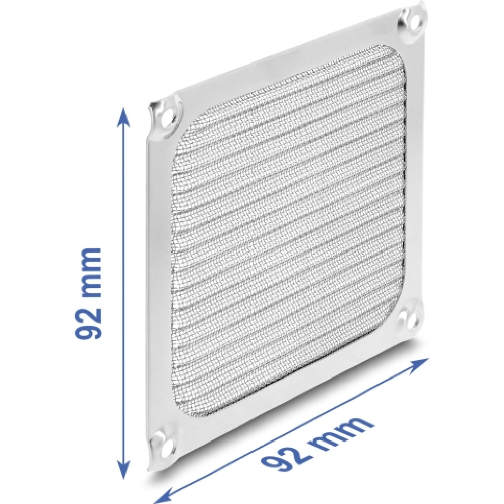 Delock Fan Grill 92 x 92 mm aluminum &ndash; fan dust filter with stainless steel filter mesh