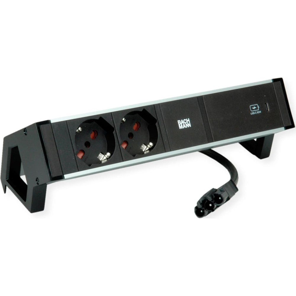 Bachmann DESK2 ALU BLACK 2xP40, 1xUSBC 60W 0,2m GST18 Italia