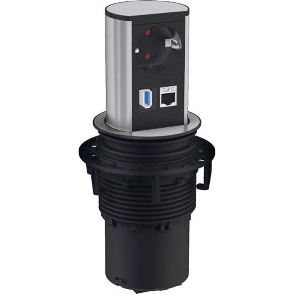 Bachmann ELEVATOR 1x earthing contact, 1x CAT6, 1x USB 3.0, Stainless steel