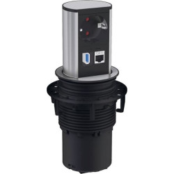 Bachmann ELEVATOR 1x earthing contact, 1x CAT6, 1x USB 3.0, Stainless steel