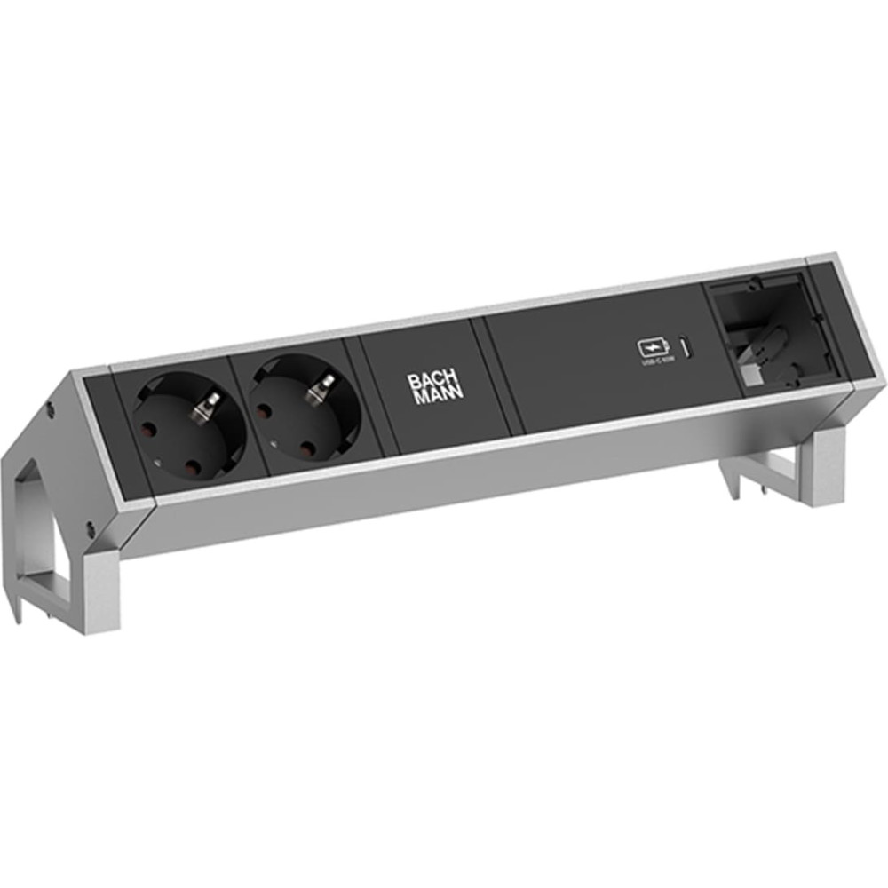 Bachmann DESK2 2xprotective contact USB C, USB Charger 60W 1xABD 0.2m GST18 INOX