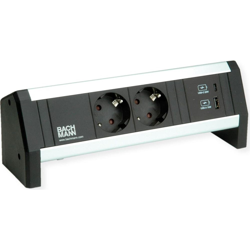 Bachmann DESK 2xprotective contact 1xUSB A&C, USB Charger 22W Charger, GST18