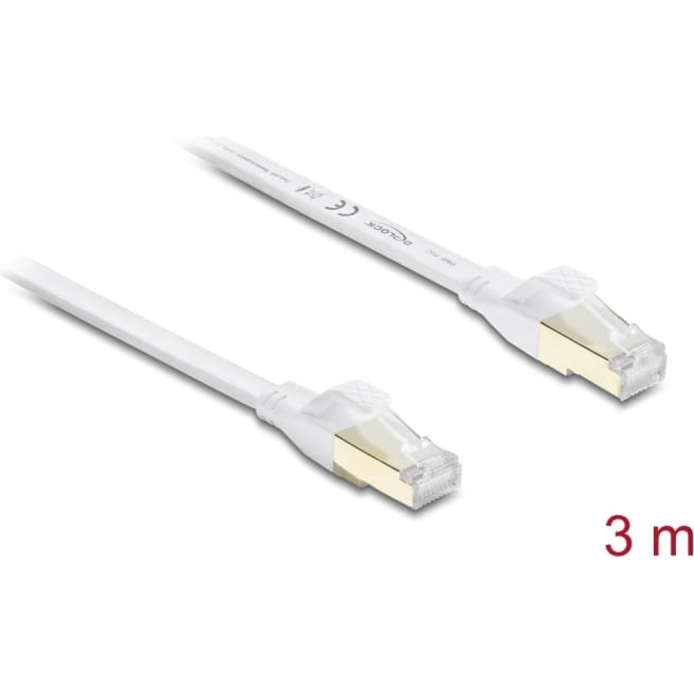Delock RJ45 Flat Patch Cable Cat.8.1 U/FTP up to 40 Gbps 3 m white