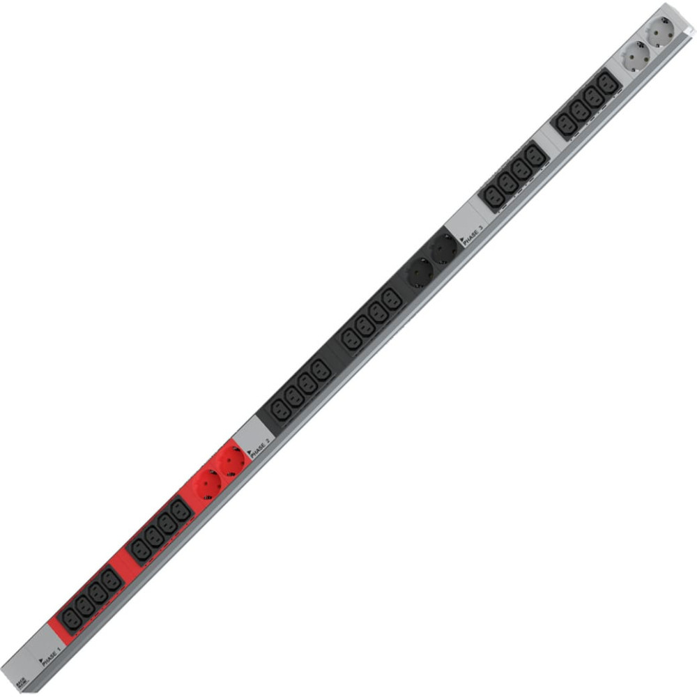 Bachmann IT PDU ALU 1U 24x C13 6x earthing contact CEE 3x 16A red