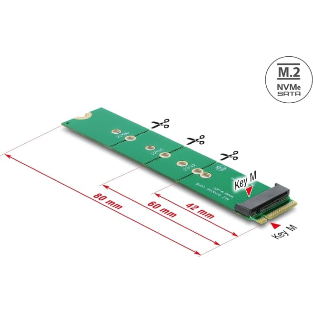 Delock Adapter M.2 Key M male to M.2 Key M slot - port saver and extension