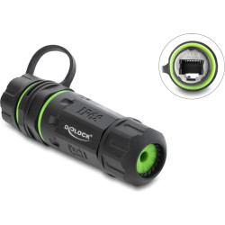 Delock Cable Connector RJ12 jack to RJ12 jack with M20 x 1.5 mm thread with protective cap and housing IP68 dust and waterproof