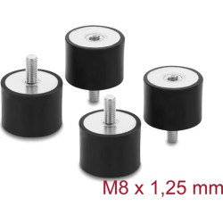 Delock Vibration Damper M8 x 1.25 mm D 40 x H 30 mm with internal and external thread 4 pieces black