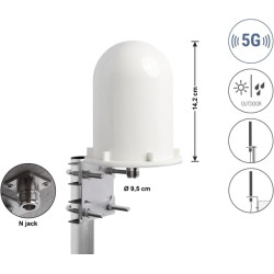 Delock 5G LTE Antenna N jack 3 - 5 dBi fixed omnidirectional wall and pole mounting outdoor white 14.2 cm