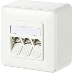 Metz Connect C6Amodul 3 Port 180° AP-Dose, reinweiß RAL9010