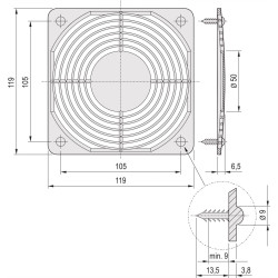Schroff Protective Grille, Plastic, Snap-In