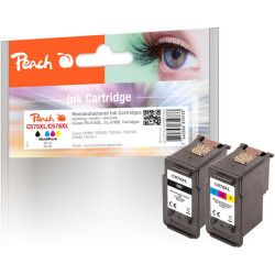 Peach PI100-483 tintes kārtridžs 2 pcs Saderība Augsta (XL) produktivitāte Melns, Fuksīns, Dzeltens, Tirkīzzils