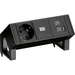 Bachmann DESK2 1x earthing contact 1x USB charger A/C, black