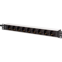 Digitus Multiple socket outlet with aluminum profile, 9-way socket outlet with earthing contact, 2 m supply cable, IEC C20 plug