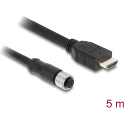 Delock M12 Cable A-coded 17 pin female to HDMI male 5 m black