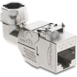 Delock Keystone Module RJ45 jack to LSA Cat.6A with metal latch tool-free 90° angled shielded