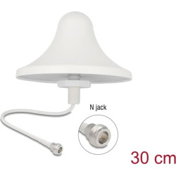 Delock 4G WiFi 2.4 GHz Antenna N jack 3 dBi 30 cm RG-58 omnidirectional ceiling mount white