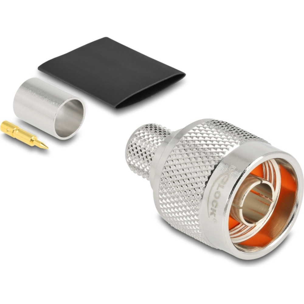 Delock N plug for crimping LMR 400 with matching shrink tube