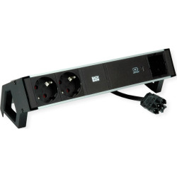 Bachmann DESK2 ALU BLACK 2xprotect.USBC, USB Charger 60W 1xABD 0.2m GST18