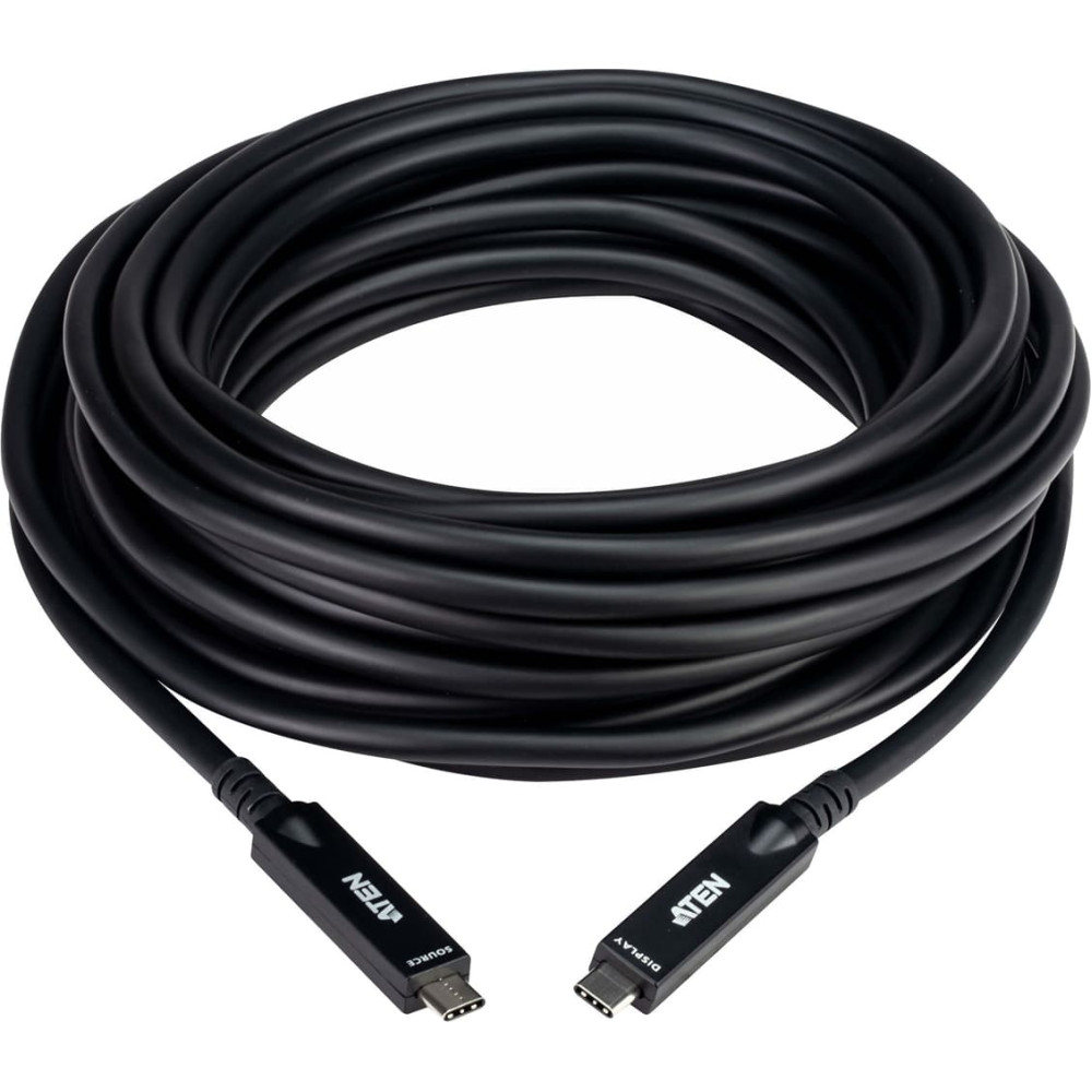 Aten UE3410F aktives optisches Ultra HD-Kabel mit USB-C, schwarz, 10 m