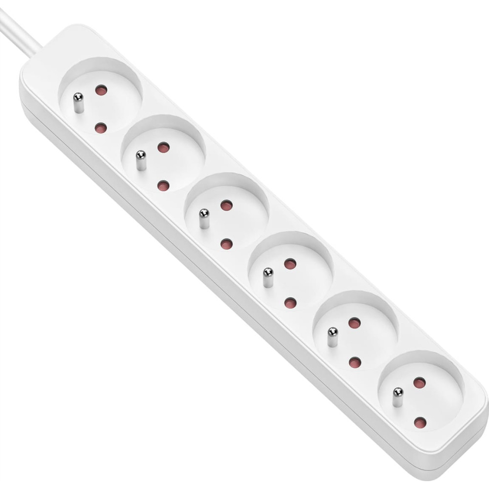 Value Power Strip, 6-way for France (UTE), white, 3 m