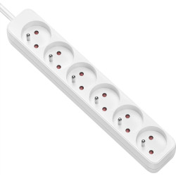 Value Power Strip, 6-way for France (UTE), white, 3 m