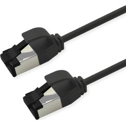 Roline S/FTP Patch Cord Cat. 8.1 (Class I), LSOH, Slim, PoE, black, 1 m