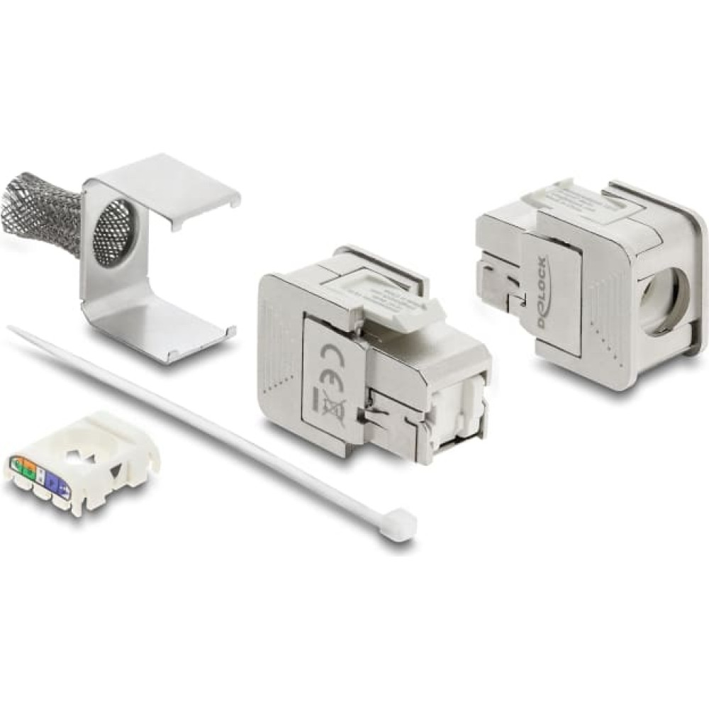 Delock Keystone Module RJ45 jack to LSA Cat.6A shielded with shielding braid tool-free