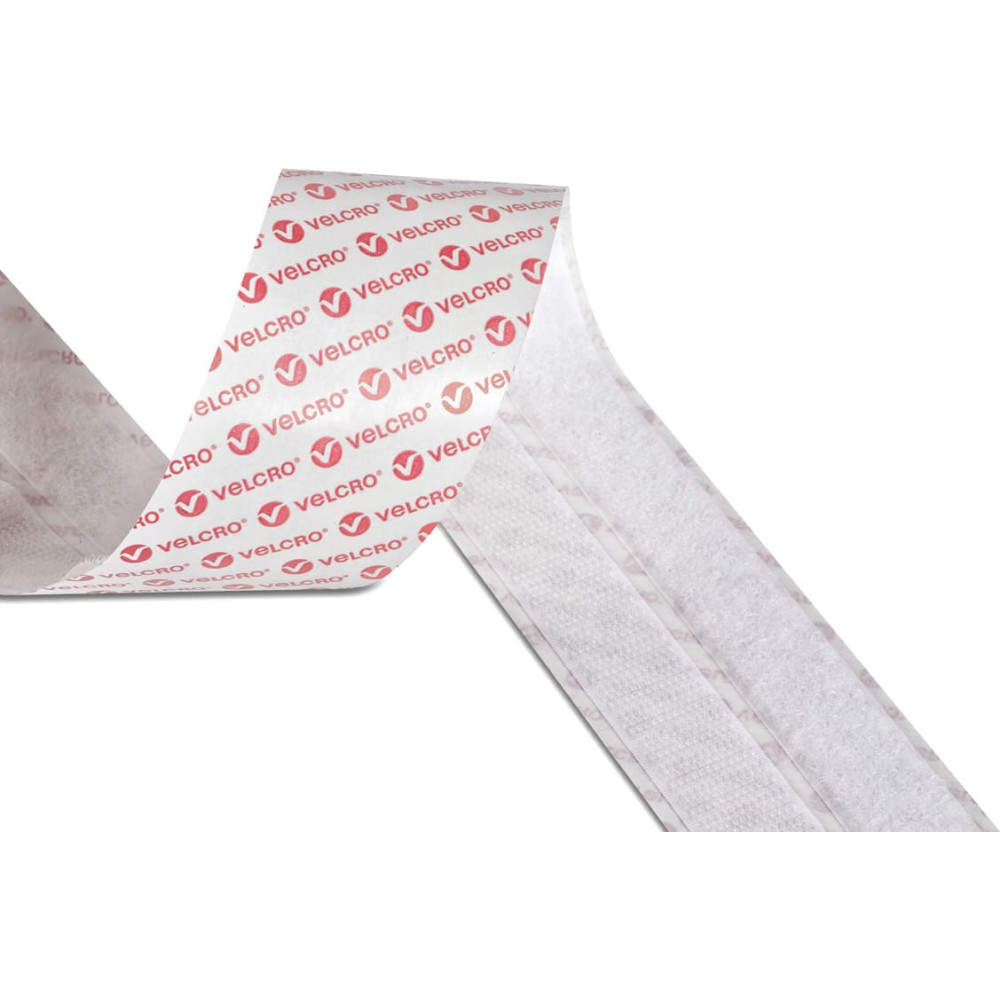 Velcro &reg; Klettband Selbstklebend, Haken & Flausch 20mm x 2.5m Wei&szlig;