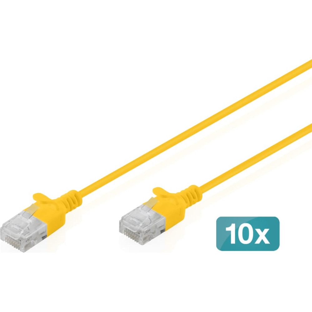 Digitus CAT 6 U-UTP Slim patch cable, 2 m, yellow, 10 pieces