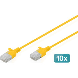 Digitus CAT 6 U-UTP Slim patch cable, 2 m, yellow, 10 pieces