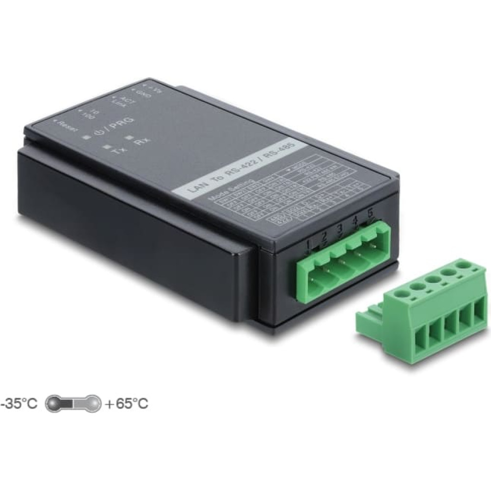 Delock Converter Ethernet LAN TCP/IP RJ45 to RS-485/RS-422 terminal block with surge protection