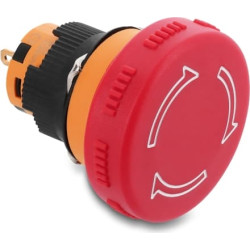 Delock Mushroom-Head Push Button for Installation 16 mm 2 x solder terminals (short), plastic 32 mm &Oslash;