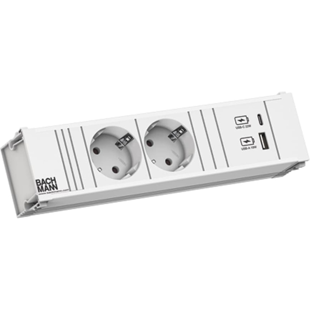 Bachmann CONI 2xCEE7/3 1xUSB A/C 22W 0.2m GST18 RAL9010