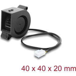 Delock Radial Fan / Blower Fan 12 V DC 40 x 40 x 20 mm with 3 pin fan connector, black