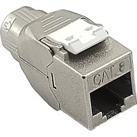 Roline Cat. 8.1 (Class I) Keystone, RJ-45, shielded, slim, tool-free, silve