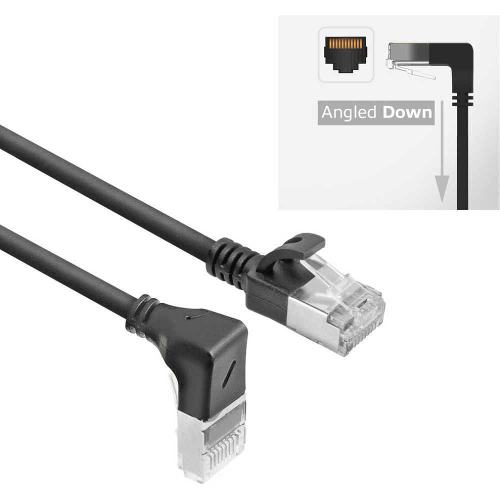 ACT CAT6A U/FTP SLM D-ANG BK 1.00M