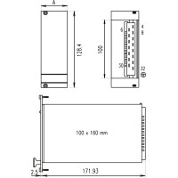 Schroff PSU Front Panel for Maxpower 100, Dual, Triple, 3 U, 8 HP, Shielded, 2.5 mm, Al, Front Anodized, Rear Conductive