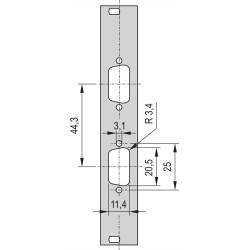 Schroff 19" Front Panel With D-Sub Cutout, 2x9-pin, 3U, 4 HP, 2.5 mm, Al, RAL 7035