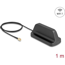 Delock WiFi 7 Antenna RP-SMA plug 2.5 - 3.6 dBi omnidirectional with magnetic base and connection cable ULA100 1 m outdoor black