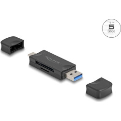 Delock Card Reader USB 5 Gbps USB Type-C™ / Type-A for SD and Micro SD memory cards black
