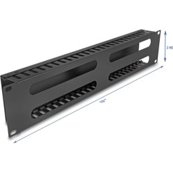 Delock 19″ 2U Cable Management Routing Panel with 4 openings metal black
