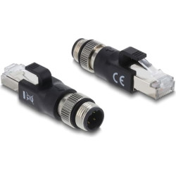 Delock M12 Adapter D-coded 4 pin male to RJ45 plug black