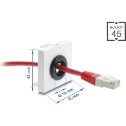 Delock Easy 45 Cable Bushing round Ø 18 mm white / black