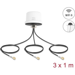 Delock 4G MIMO Dual Band WiFi 6 Antenna 2 x SMA + 1 x RP-SMA plug ULA100 1 m screw mounting outdoor white